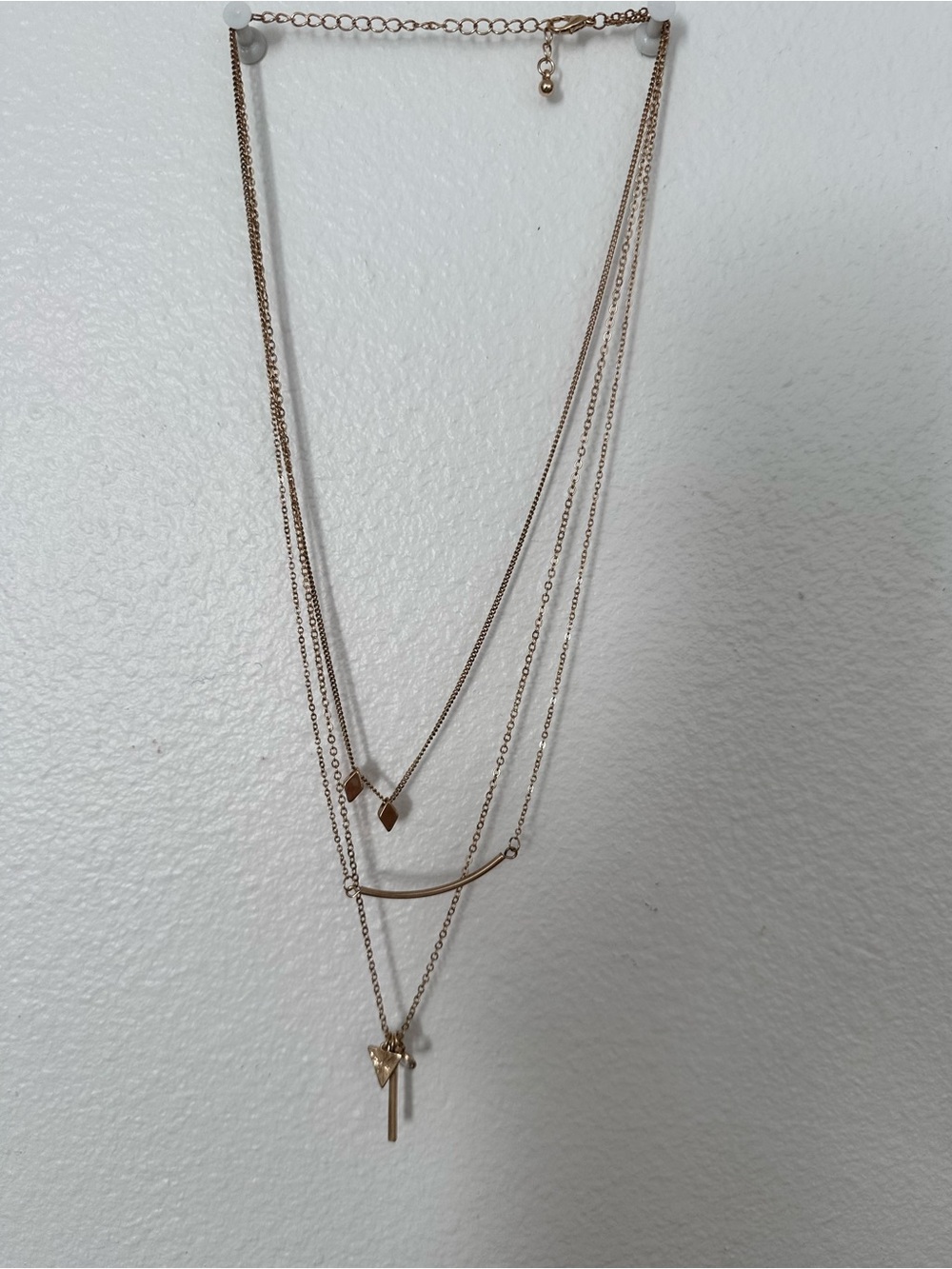 Triple-Layer Bar Necklace in Gold Tone